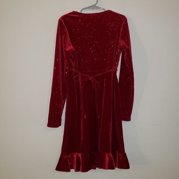 SPEECHLESS RED VELVET SPARKLE DRESS CHRISTMAS SIZE SMALL SIZE 7 - Picture 4 of 6